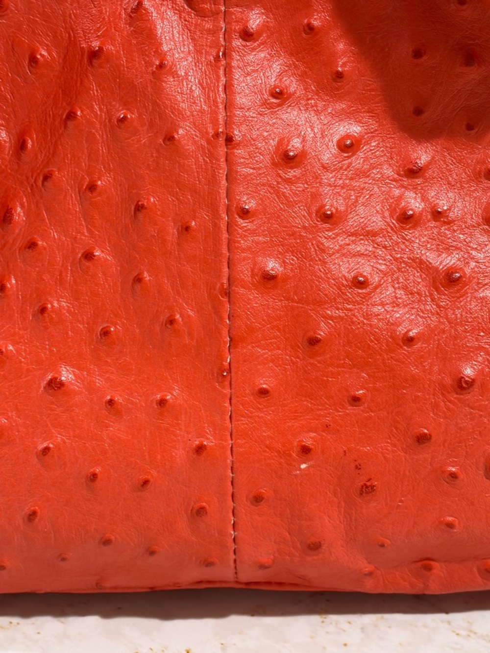 Ostrich-embossed petite leather handbag by Cecconi Piero Made in Italy - Picture 9 of 14